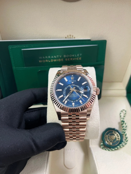 Super Clone Rolex Sky-Dweller 336935 Blue Dial with Rose Gold Jubilee Bracelet