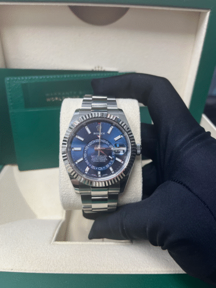Super Clone Rolex Sky-Dweller 326934 Blue Dial with White Rolesor and Oyster Bracelet