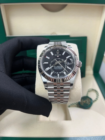 Super Clone Rolex Sky-Dweller 336934 with Black Index Dial and Jubilee Bracelet