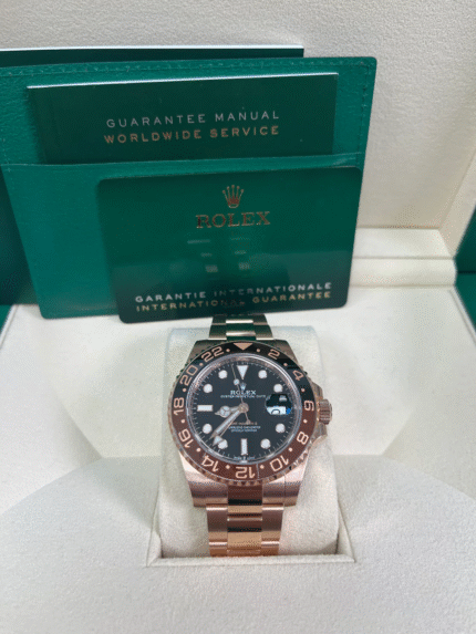 Super Clone Rolex GMT-Master II 126715CHNR in Everose gold with black and brown Rootbeer bezel and black dial – 1:1 Swiss GMT replica