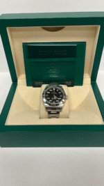 Super Clone Rolex Air-King 116900 replica watch with black dial and stainless steel case
