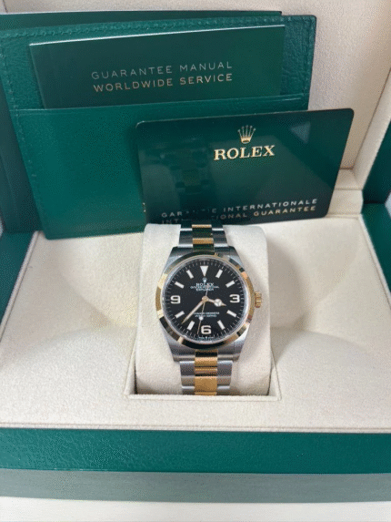 Super clone Rolex Explorer 36mm with steel and yellow gold Rolesor case and black dial