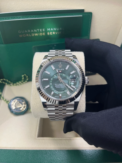 Super Clone Rolex Sky-Dweller Mint Green Dial 336934 with Jubilee Bracelet