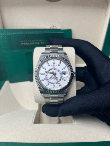 Super Clone Rolex Sky-Dweller 326934 White Rolesor with White Dial and Oyster Bracelet