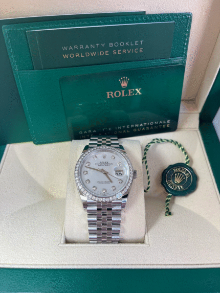 Super Clone Rolex Datejust 36 with Mother of Pearl Diamond Dial and Diamond Bezel on Jubilee Bracelet