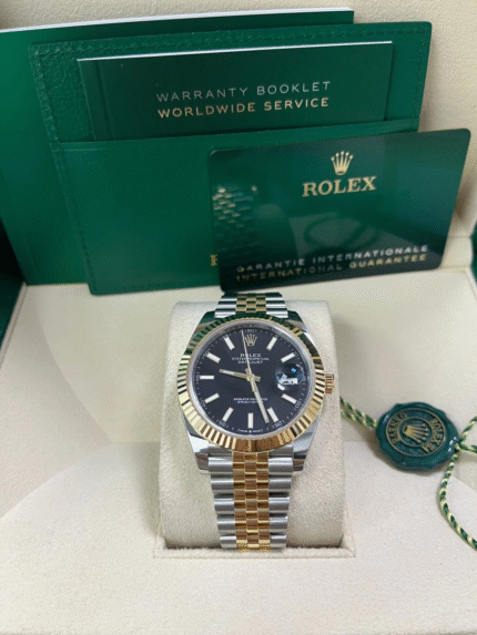 Super Clone Rolex Datejust 41 Two-Tone Yellow Gold Black Index Dial Jubilee Bracelet – Ref 126333