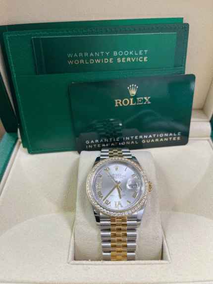 Super Clone Rolex Datejust 36 Yellow Gold and Steel, Diamond Silver Dial, Jubilee Bracelet – Ref# 126283RBR