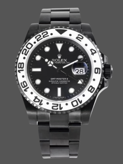 Super Clone Rolex GMT Master II black dial PVD DLC coated replica watch
